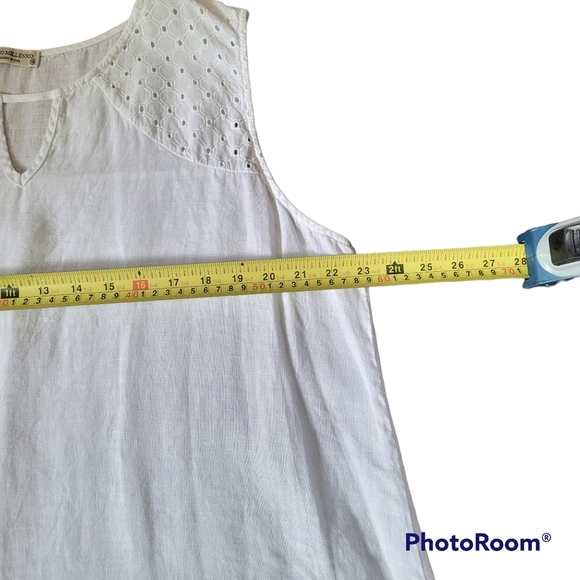 Plus size 1x Italian Made white linen sleeveless top by TERZO MILLENNIO - Picture 4 of 7